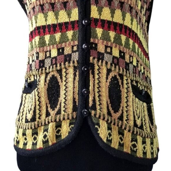 French Rags Womens Vest Multicolor Geometric Sweater Size 2 - Picture 7 of 12